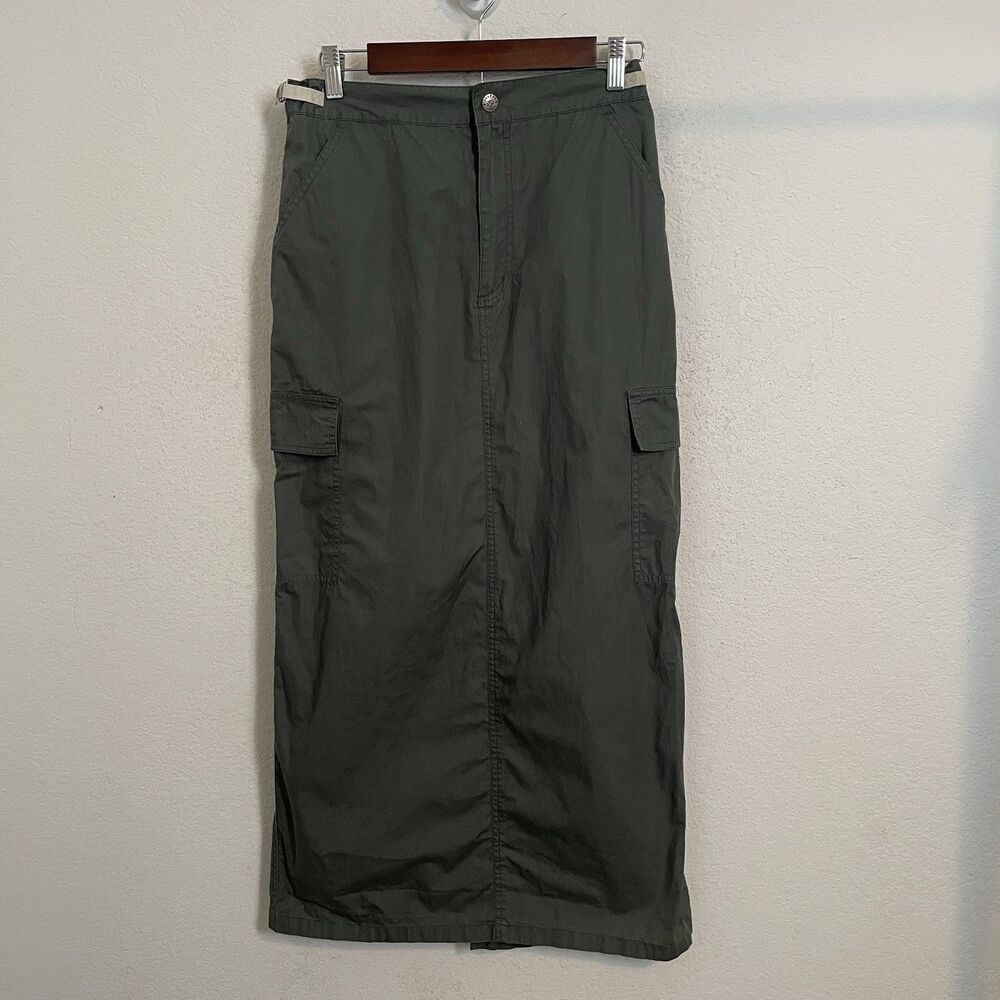 Vintage Y2K Billabong Utility Maxi Skirt Cargocore Grunge Streetwear Size 3